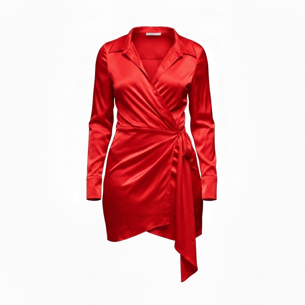 Luxxel Satin Shirt Dress NWT